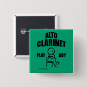 Alto Clarinet Play Boy Vierkante Button 5,1 Cm (Voorkant /achterkant)