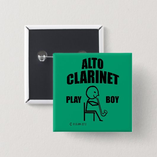 Alto Clarinet Play Boy Vierkante Button 5,1 Cm (Voorkant /achterkant)