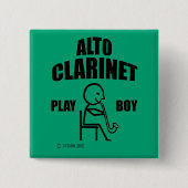 Alto Clarinet Play Boy Vierkante Button 5,1 Cm (Voorkant)