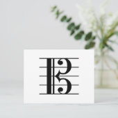 Alto Clef op Staff C-Clef Viola Music Zwart Wit Briefkaart (Staand voorkant)