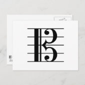 Alto Clef op Staff C-Clef Viola Music Zwart Wit Briefkaart (Voorkant / Achterkant)