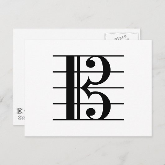 Alto Clef op Staff C-Clef Viola Music Zwart Wit Briefkaart (Voorkant / Achterkant)