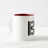 alto-clef tweekleurige koffiemok (Voorkant links)