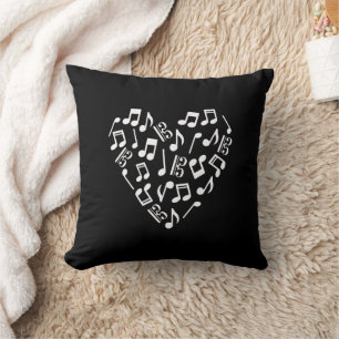Alto Clef Viola Heart Love Muzieknoten Zwart Kussen