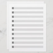 Alto Clef Viola Music Manuscript Paper Stave Briefhoofd (Voorkant / Achterkant)