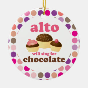 Alto Music Choir Singer Funny Chocolate Keramisch Ornament