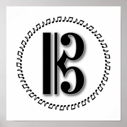 Alto of Tenor Clef Music Note Design C Clef Poster (Voorkant)