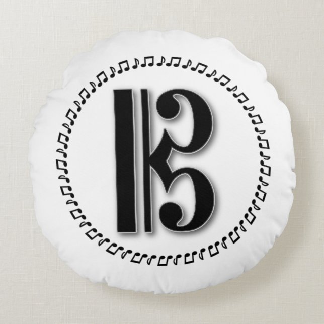 Alto of Tenor Clef Music Note Design C Clef Rond Kussen (Voorkant)