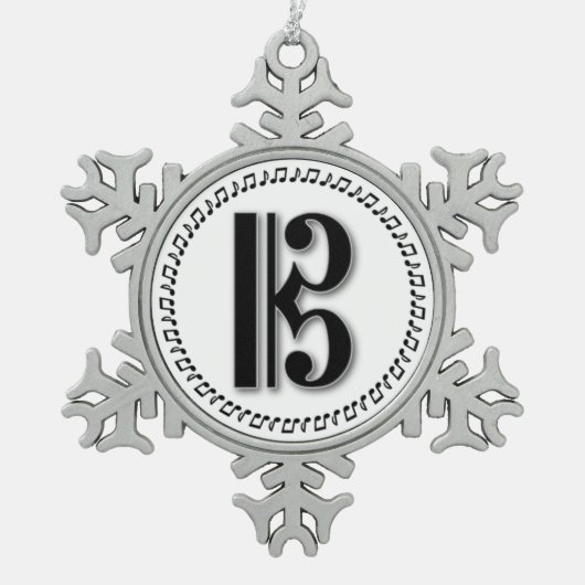 Alto of Tenor Clef Music Note Design C Clef Tin Sneeuwvlok Ornament (Voorkant)