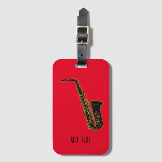 Alto Saxofoon op Red  Bagagelabel (Voorkant (verticaal))