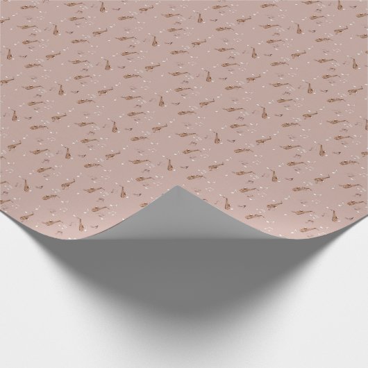 Alto Saxophone Pattern on Coral Pink Cadeaupapier (Hoek)