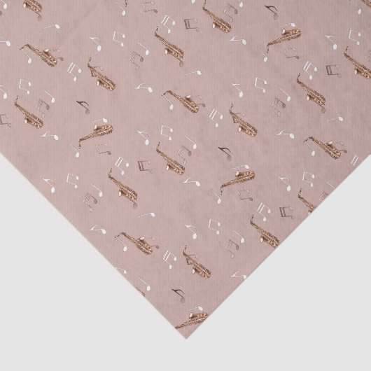 Alto Saxophone Pattern on Light Rose Pink Tissuepapier (Detail)