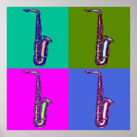 Alto Saxophone Pop Art Poster (Voorkant)