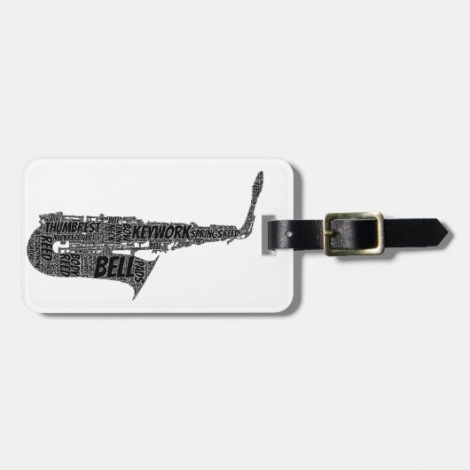 Alto Saxophone: zwarte tekst in Word Art Bagagelabel (Voorkant horizontaal)