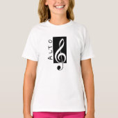 Alto Singer Treble Clef (zwart en wit) T-shirt (Voorkant)