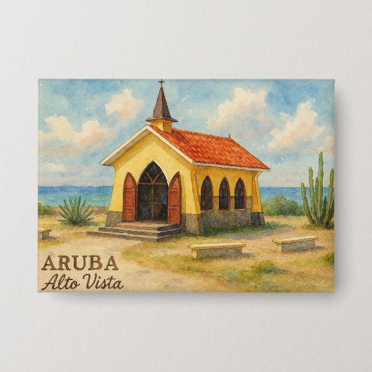Alto Vista Aruba aquarel Button (Voorkant)