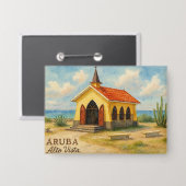Alto Vista Aruba aquarel Button (Voorkant / Achterkant)
