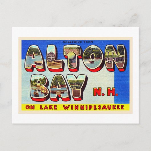 Alton Bay New Hampshire NH Large Letter Briefkaart (Voorkant)