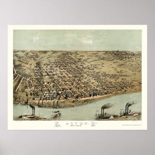 Alton, IL Panorama Map - 1867 Poster (Voorkant)