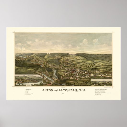 Alton, NH Panoramic Map - 1888 Poster (Voorkant)