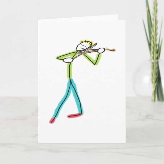Altviolin spelende stokmannetje kaart (Voorkant)