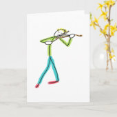 Altviolin spelende stokmannetje kaart (Gele Bloem)