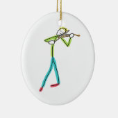 Altviolin spelende stokmannetje keramisch ornament (Rechts)
