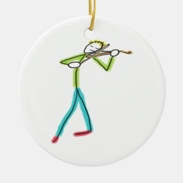 Altviolin spelende stokmannetje keramisch ornament