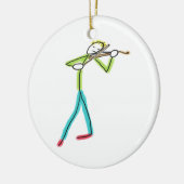Altviolin spelende stokmannetje keramisch ornament (Links)