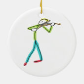 Altviolin spelende stokmannetje keramisch ornament (Achterkant)