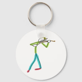 Altviolin spelende stokmannetje sleutelhanger