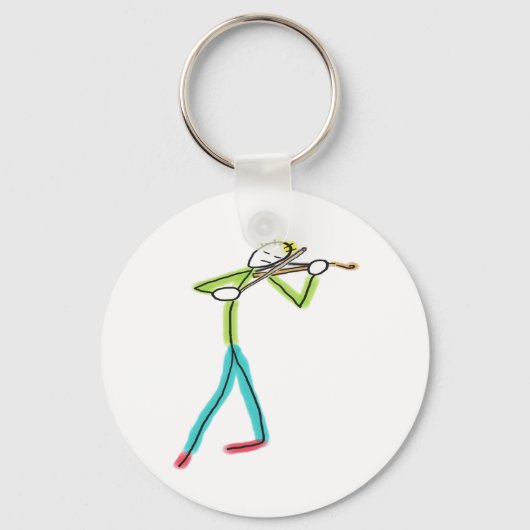 Altviolin spelende stokmannetje sleutelhanger (Voorkant)