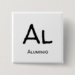 Aluminium Al tabel van elementen Vierkante Button 5,1 Cm