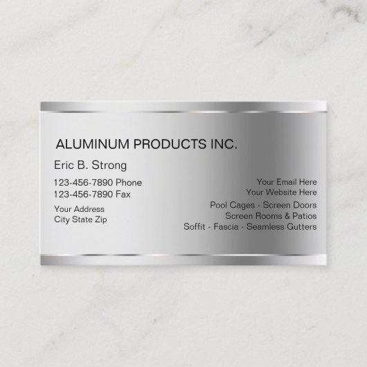 Aluminium Bouw Bedrijfskaarten Visitekaartje (Voorkant)