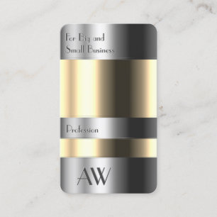 Aluminium doos met beige stoffen Zilverletters Visitekaartje