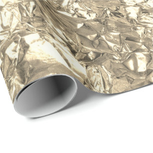 Aluminium Foil Gold Faux Champaign Wrinkelen Cadeaupapier