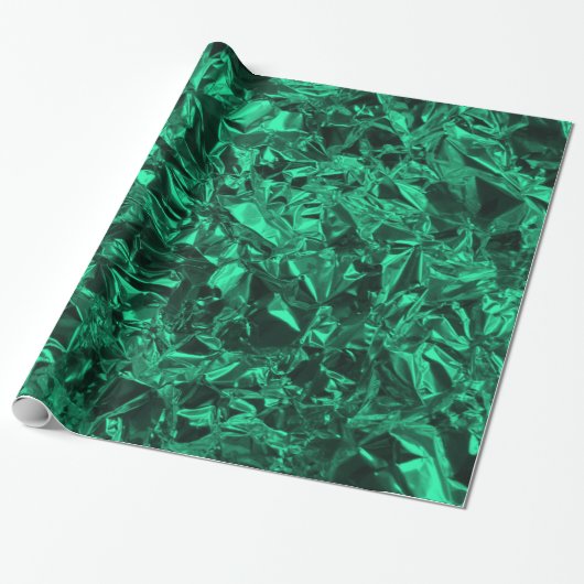 Aluminium Folie Design in Blauwgroen Cadeaupapier (Uitgerold)