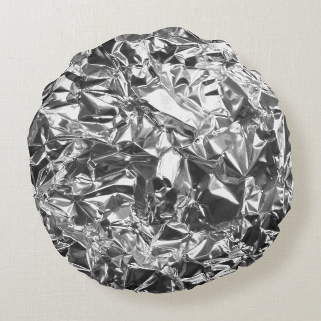 Aluminium Folie Design Silver Color Rond Kussen (Achterkant)