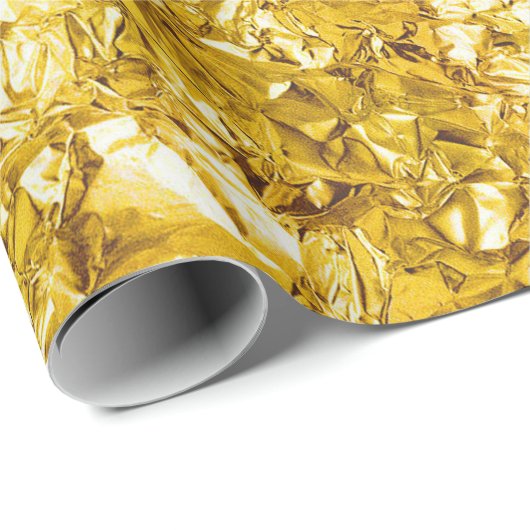 Aluminium Folie limonade geel metaal gerimpeld Cadeaupapier (Rol Hoek)