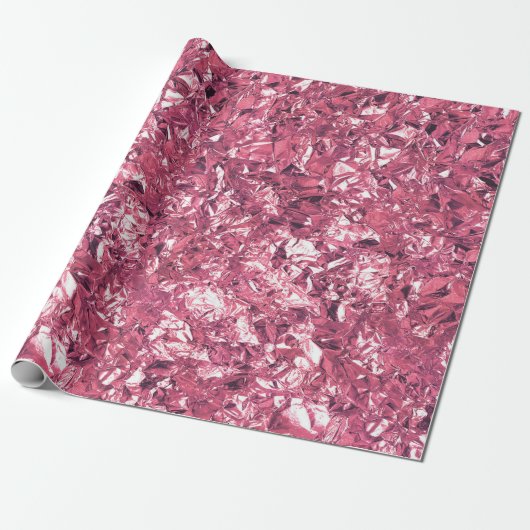 Aluminium Folie Roze Roze witte kreukjes Cadeaupapier (Uitgerold)