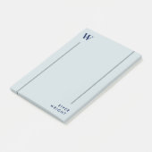 Aluminium Grijs & Navy Monogram & Naam Post-it® Notes (Schuin)