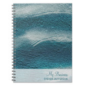 Aluminium grunge donkere aqua blauw en witte golve notitieboek (Voorkant)