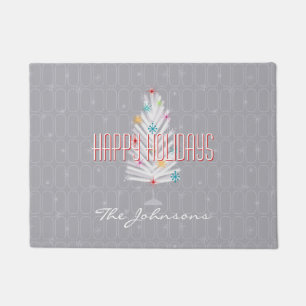 Aluminium kerstboom, grijze kerst deurmat