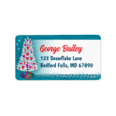 Aluminium kerstboom retour adreslabels etiket (Voorkant)