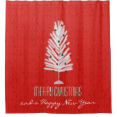 Aluminium kerstboom rood douchegordijn (Voorkant)