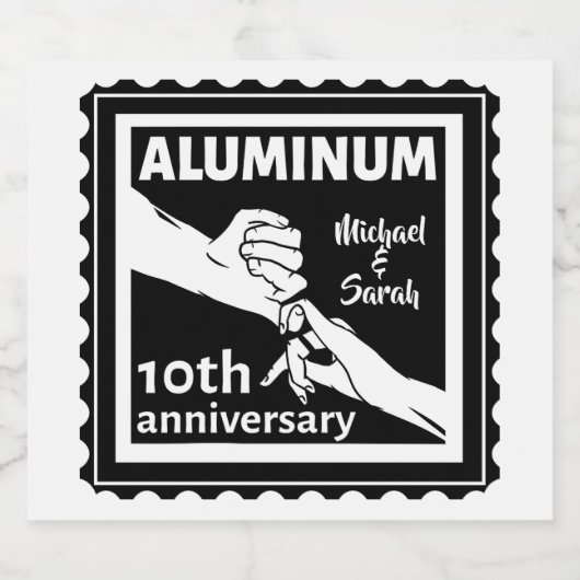 ALUMINIUM traditionele 10e trouwdag cadeau Bier Etiket (Enkel label)