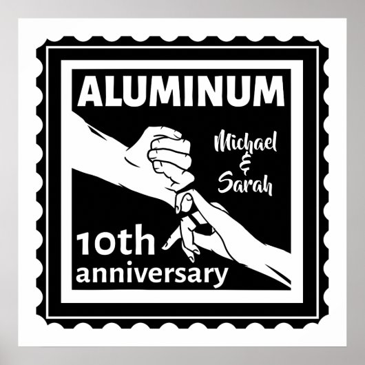 ALUMINIUM traditionele 10e trouwdag cadeau Poster (Voorkant)