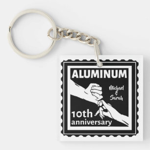 ALUMINIUM traditionele 10e trouwdag cadeau Sleutelhanger
