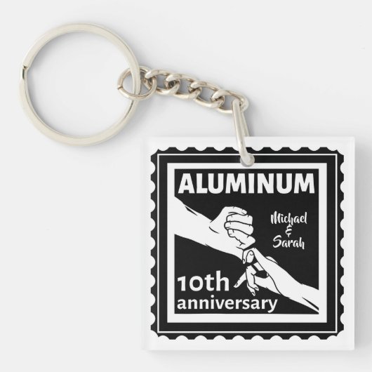 ALUMINIUM traditionele 10e trouwdag cadeau Sleutelhanger (Voorkant)