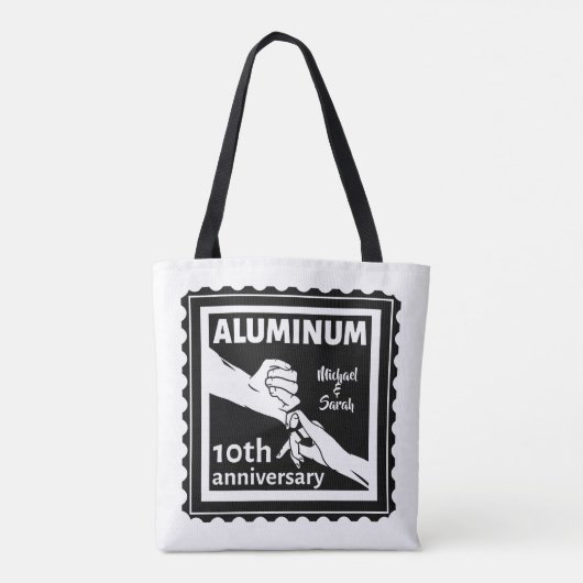 ALUMINIUM traditionele 10e trouwdag cadeau Tote Bag (Achterkant)